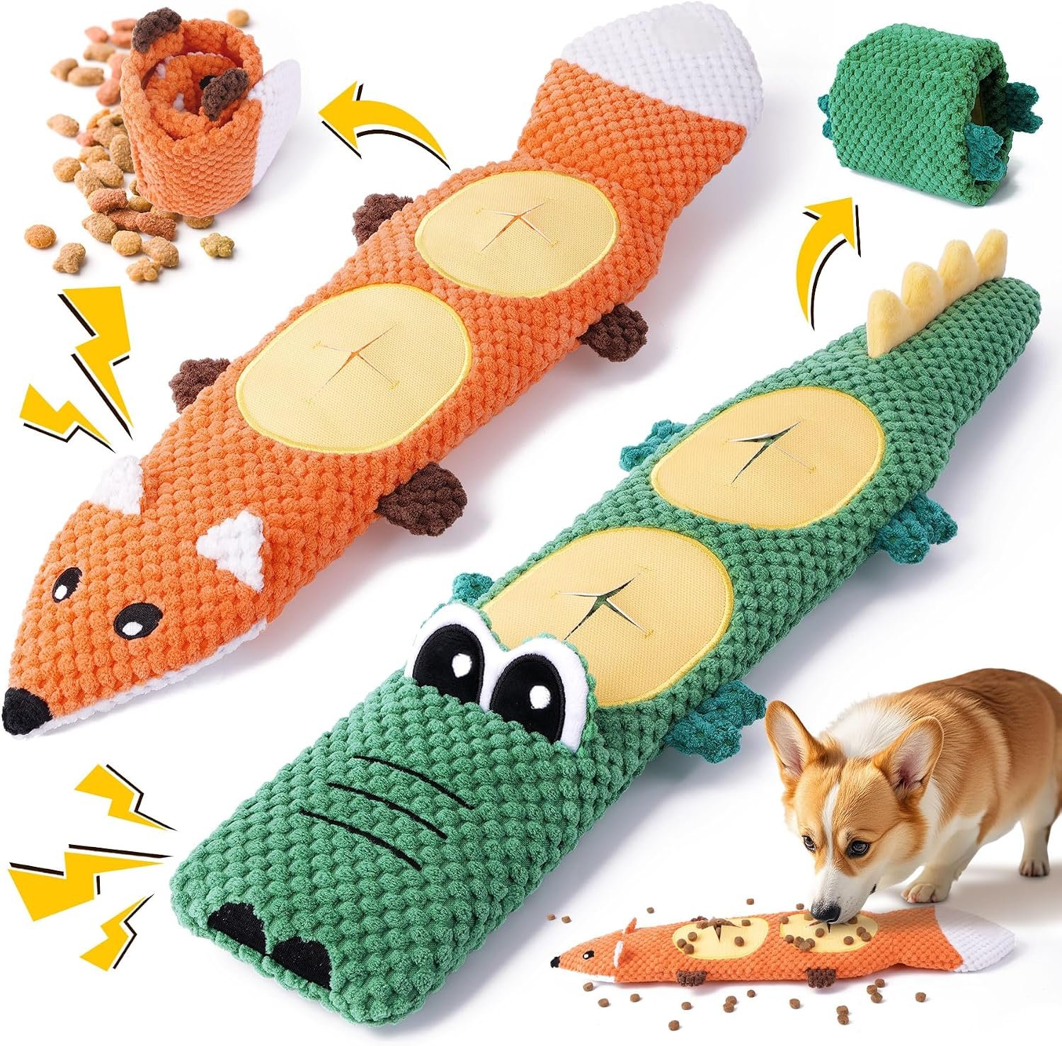 XIUGOAL Tough Dog Toys for Chewers, 2 Pack No Stuffing Squeaky Puppy Toys XIUGOAL Tough Dog Toys for Chewers, 2 Pack No Stuffing Squeaky Puppy Toys