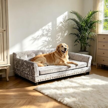 XL Dog Sofa Bed: Luxury Dutch Velvet Jumbo Pet Couch Furniture