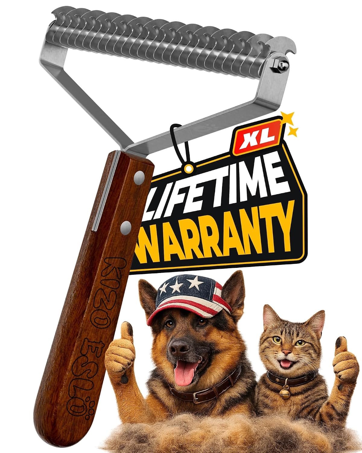 XL+ Undercoat Rake for Dogs & Cats, Dog Brush for Shedding, Dematting Comb XL+ Undercoat Rake for Dogs & Cats, Dog Brush for Shedding, Dematting Comb