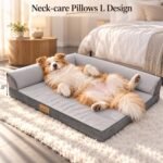 XLarge Orthopedic Dog Bed, Calming Waterproof Memory Foam Dog Sofa Bed for Large Dogs with Removable Washable Cover & Non-Slip Bottom, Warm Plush Pet Bed, Light Grey, 49”x38” - Image 2
