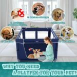 XVISHX 42x42 Inches Puppy Playpen with Gate, Dog Playpen for Puppies or Small Dogs, DogFence Pet Playpen for Indoor & Outdoor, Sturdy Safety DogPen with Thickened Fabric, High-Strength Nylon Wire Mesh - Image 2