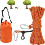 XiaZ Dog Tie Out Cable for Camping, 50ft Portable Overhead Trolley System for Dogs up to 200lbs，Dog Lead for Yard, Camping, Parks, Outdoor Events,5 min Set-up