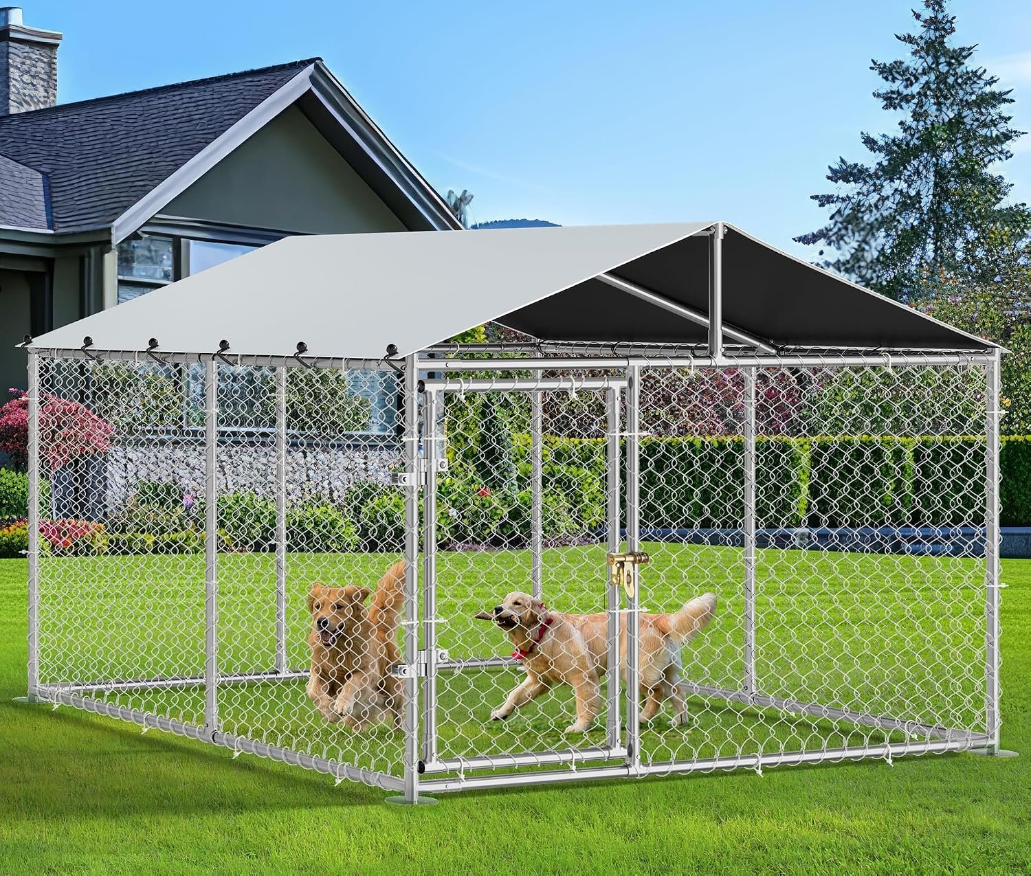 YITAHOME 7.5’x7.5′ Outdoor Dog Kennel with Metal Dog Gate YITAHOME 7.5’x7.5′ Outdoor Dog Kennel with Metal Dog Gate