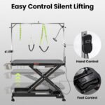 YORKING 50" Professional Electric Dog Grooming Table, Height Adjustable Pet Grooming Table with Hand & Foot Control, Heavy Duty Dog Grooming Station, Anti-Slip Tabletop, Tool Tray & LED Light - Image 2