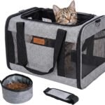 YUNIQUE Soft-Sided Cat & Dog Carrier for Pets Up to 15 Lbs, Airline Approved Collapsible Travel Puppy Carrier with Lightweight Fabric Design (Grey)
