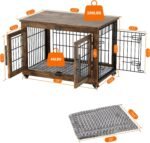 YaFiti Dog Crate Furniture, 32.5” Wooden Indoor Dog Kennel, Rustic Brown - Image 2