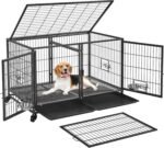 Yaheetech 42.5 Inch Stackable Dog Crate with Divider for Small Medium Dogs