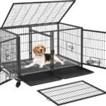 Yaheetech 42.5 Inch Stackable Dog Crate with Divider for Small Medium Dogs