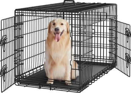 Yaheetech 42inch Double Door Dog Crate w/Divider, Collapsible Metal Kennel