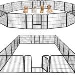 Yaheetech Dog Playpen 24in 16 Panels Pet Fence for Indoor Yard RV Camping