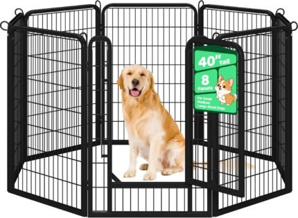 Yaheetech Dog Playpen 40in 8 Panels Portable Fence for Indoor Yard Camping