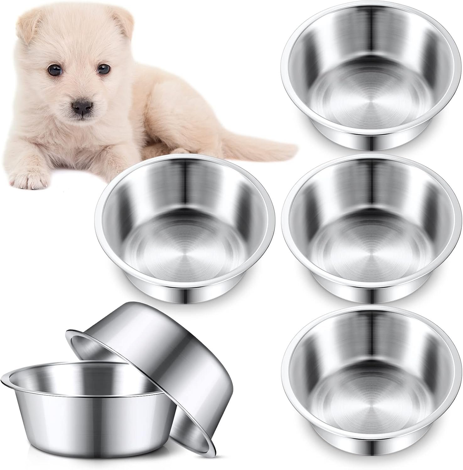 Yahenda 6 Pcs Stainless Steel Metal Dog Bowls Bulk Replacement Basic Thickened Pet Bowls for Small Medium Large Dogs, Dishwasher Safe(6.9 Inch) Yahenda 6 Pcs Stainless Steel Metal Dog Bowls Bulk Replacement Basic Thickened Pet Bowls for Small Medium Large Dogs, Dishwasher Safe(6.9 Inch)