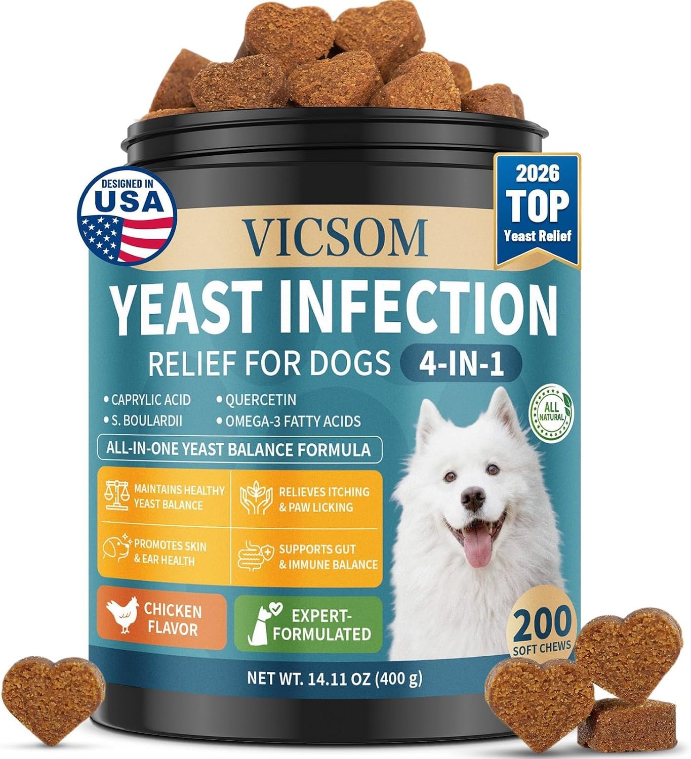 Yeast Infection Treatment for Dogs, Dog Yeast Chews Itch Relief 200 Chews Yeast Infection Treatment for Dogs, Dog Yeast Chews Itch Relief 200 Chews