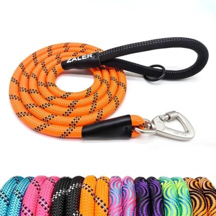 ZALER Rope Dog Leash, 4/5/6/10/15/20/30/50 Foot Reflective Dog Leashes with Carabiner, Heavy Duty Pet Lead for Large and Medium Dogs (6FT, Orange)