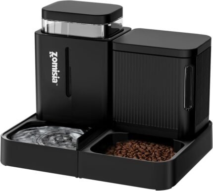 ZOMISIA Automatic Cat Feeder, Gravity Cat Food Dispenser, 0.8Gal x 2, Black