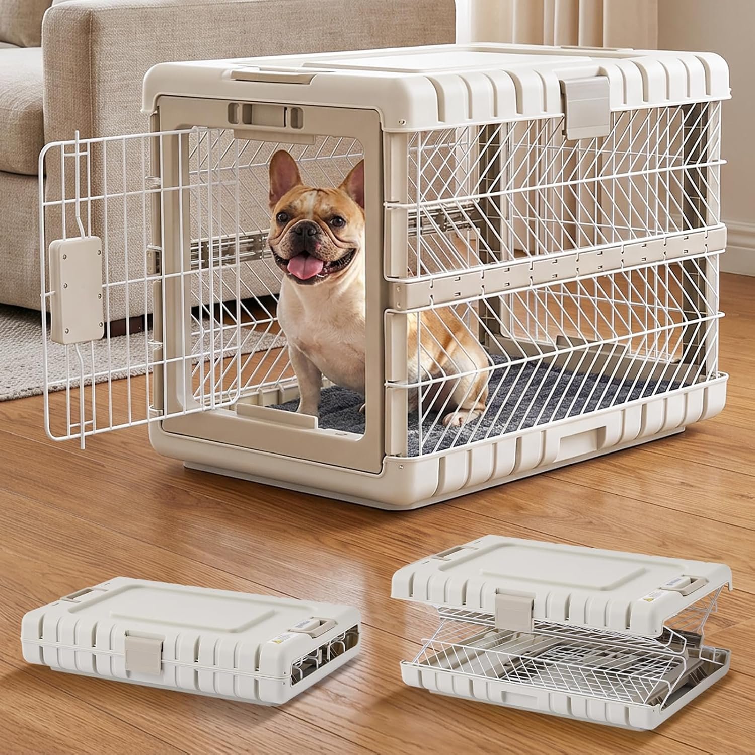 ZOMISIA Collapsible Dog Crate with Bed Mat, 28” Dog Kennel for Medium Dogs ZOMISIA Collapsible Dog Crate with Bed Mat, 28” Dog Kennel for Medium Dogs