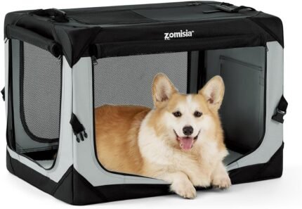 ZOMISIA Collapsible Dog Travel Crate for Medium Dogs, Portable Dog Crate