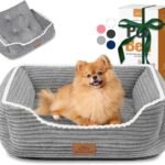 Zerbuger 25in Grey Rectangle Cat Dog Bed Machine Washable Sleeping Sofa