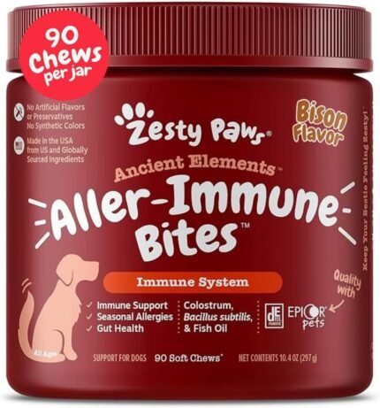 Zesty Paws AE Dog Allergy Chews - Dog Allergy Relief, Bison, 90 Ct