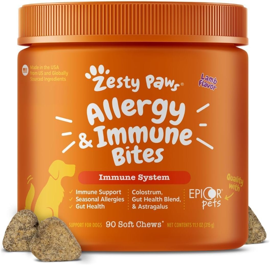 Zesty Paws Dog Allergy Chews – Dog Allergy Relief, Lamb, 90 Ct Zesty Paws Dog Allergy Chews – Dog Allergy Relief, Lamb, 90 Ct