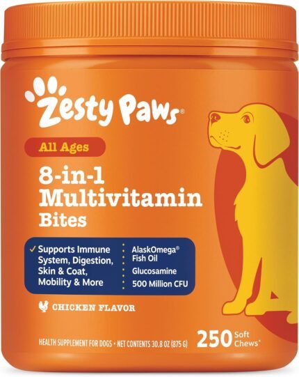 Zesty Paws Dog Vitamins – Dog Multivitamin Chews, Chicken, 250 Ct