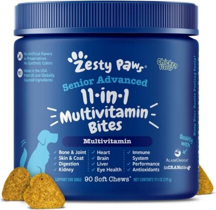 Zesty Paws Senior Dog Vitamins + Glucosamine for Dogs, Chicken 90ct