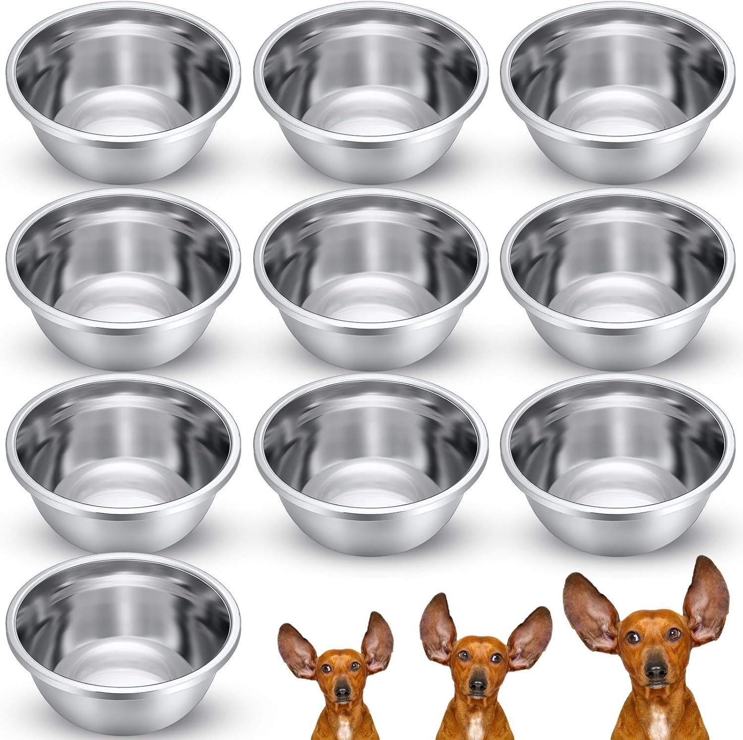 Ziliny 10 Pcs 8 Cup Metal Dog Bowls Stainless Steel Food Dish 64 Oz Ziliny 10 Pcs 8 Cup Metal Dog Bowls Stainless Steel Food Dish 64 Oz