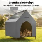 Zooba Large Dog House Outdoor, 36in Elevated 2-in-1 Cot & Canopy - Image 2