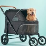 Zoosky Large Dog Stroller for 3 Dogs, up to 110lbs（33‘’Lx20‘’W）