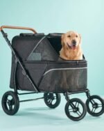Zoosky Large Dog Stroller for 3 Dogs, up to 110lbs（33‘’Lx20‘’W）