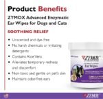 Zymox Advanced Enzymatic Ear Wipes for Dogs and Cats - for Dirty, Waxy, Smelly Ears - Premium Strength Ear Cleaner Wipes - Non-Irritating - Hypoallergenic - 100 ct - Image 2