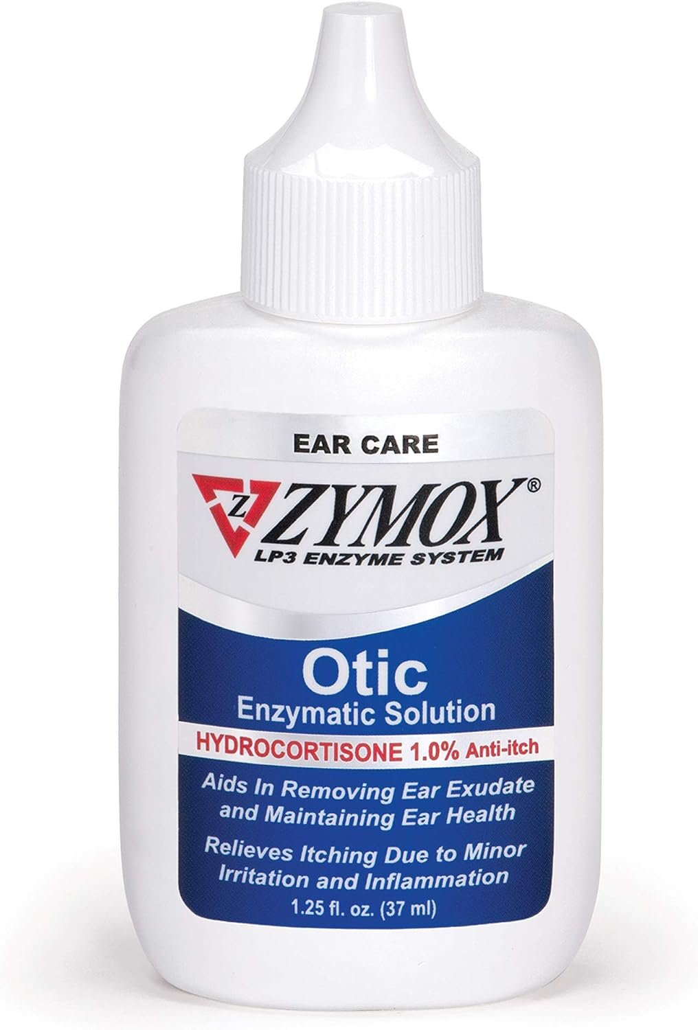 Zymox Otic Enzymatic Solution for Dogs and Cats to Soothe Ear Infections with 1% Hydrocortisone for Itch Relief, 1.25oz Zymox Otic Enzymatic Solution for Dogs and Cats to Soothe Ear Infections with 1% Hydrocortisone for Itch Relief, 1.25oz
