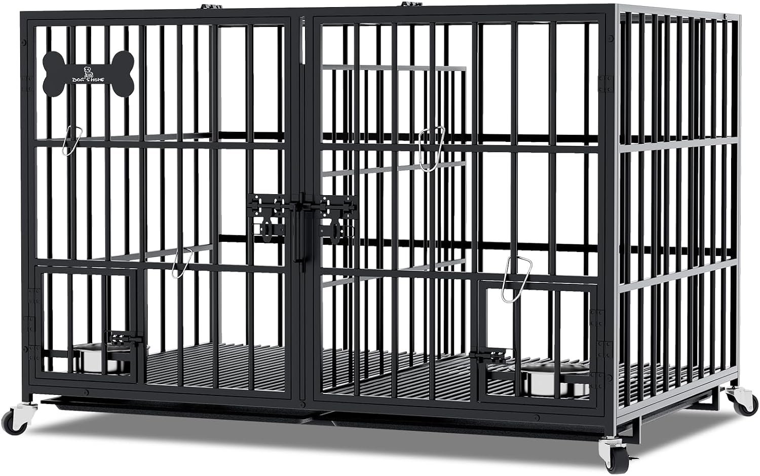 aboxoo 42″ Heavy Duty Metal Dog Crate for 2 Dogs,Indoor Kennel with Divider aboxoo 42″ Heavy Duty Metal Dog Crate for 2 Dogs,Indoor Kennel with Divider
