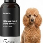 aumuca Dog Detangling & Shine Spray – Leave-in Conditioner & Dematting Spray for Doodles, Cats & Horses Without Buildup | 5-Protein Complex for Deep Repair & Enhanced Shine | 8 Fl Oz (Meadowfoam)