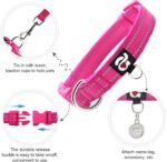 azuza Reflective Dog Collar, Neoprene Padded Small Dog Collar, Hot Pink, S - Image 2