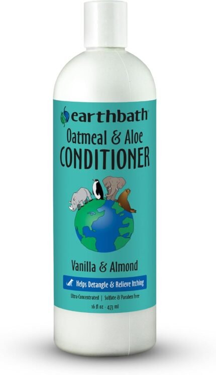 earthbath Oatmeal & Aloe Conditioner, Dry Skin, Made in USA, 16 Oz (1 Pack)