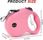 enrgticdg 16Ft Retractable Dog Leash,Light Weight Leash for Small to Medium Dogs/Cats Up to 50lbs,Stainless Steel Spring Strong Nylon Tape, Tangle Free, One-Handed Brake.(Pink-Black) - Image 2