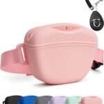 heouvo 1.67 Cup Dog Treat Pouch with Training Clicker (Pink)