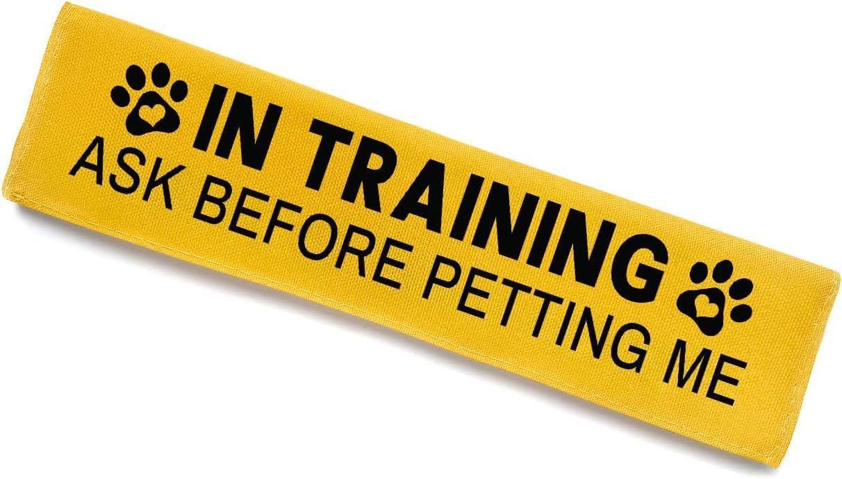 in Training Dog Leash Sleeve – Funny Yellow Alert Wrap with Hanging ID Patch | Ask Before Petting Service Dog Accessory, Perfect Pet Birthday Gift for Dog Owners in Training Dog Leash Sleeve – Funny Yellow Alert Wrap with Hanging ID Patch | Ask Before Petting Service Dog Accessory, Perfect Pet Birthday Gift for Dog Owners