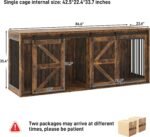 jiteentarou87In Farmhouse Dog Crate TV Stand, Wooden Dog Kennel Furniture with Sliding Metal Mesh Barn Door, Large Dog Crate Furniture for 2 Dogs, Solid Metal Tube & 2 Lockable Doors, Rustic Brown - Image 2