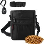 kissleaf Dog Treat Pouch, Magnetic Closure, Dog Clicker- Black