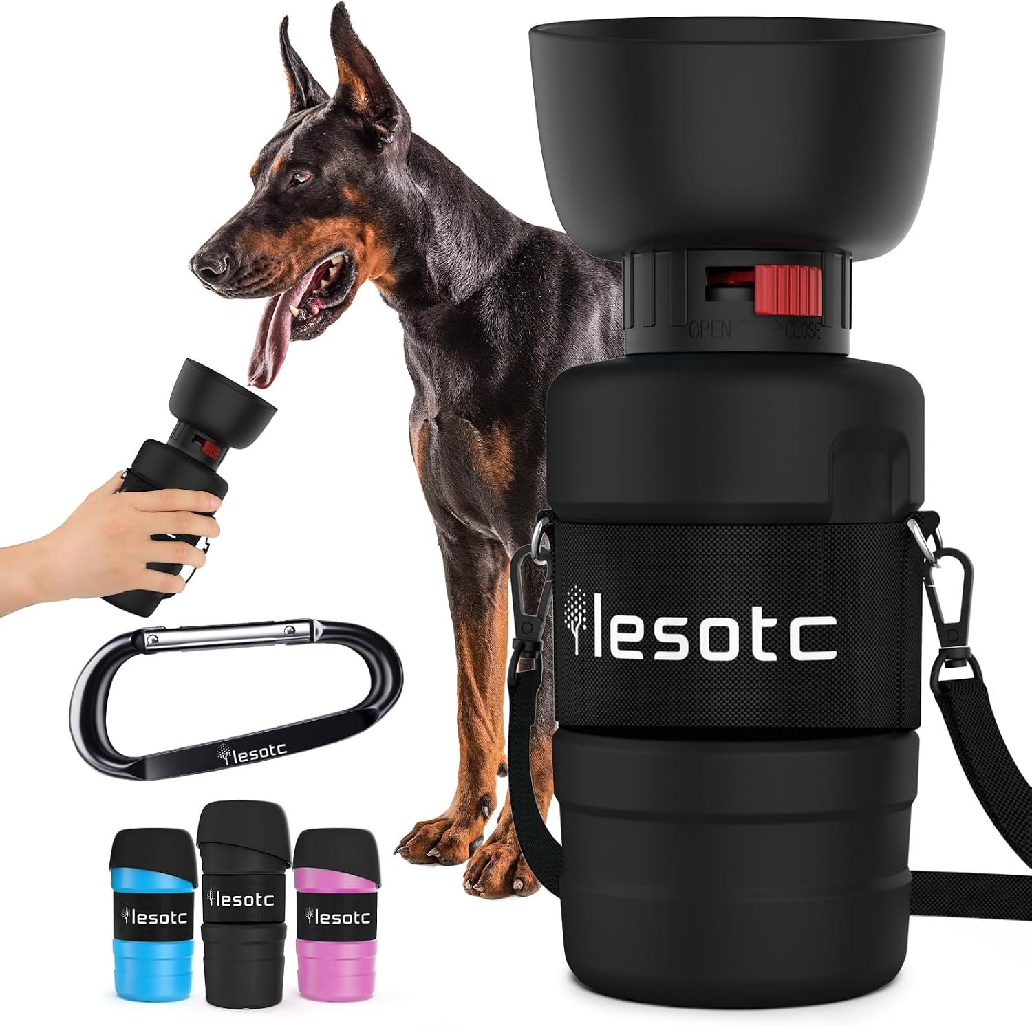 lesotc Dog Water Bottle, Portable Water Dispenser with Water Bowl, Leak Proof Pet Travel Squeeze Bottle, Puppy Essentials Dog Stuff Accessories for Outdoor Walking, Hiking, Camping Doggie Gift lesotc Dog Water Bottle, Portable Water Dispenser with Water Bowl, Leak Proof Pet Travel Squeeze Bottle, Puppy Essentials Dog Stuff Accessories for Outdoor Walking, Hiking, Camping Doggie Gift
