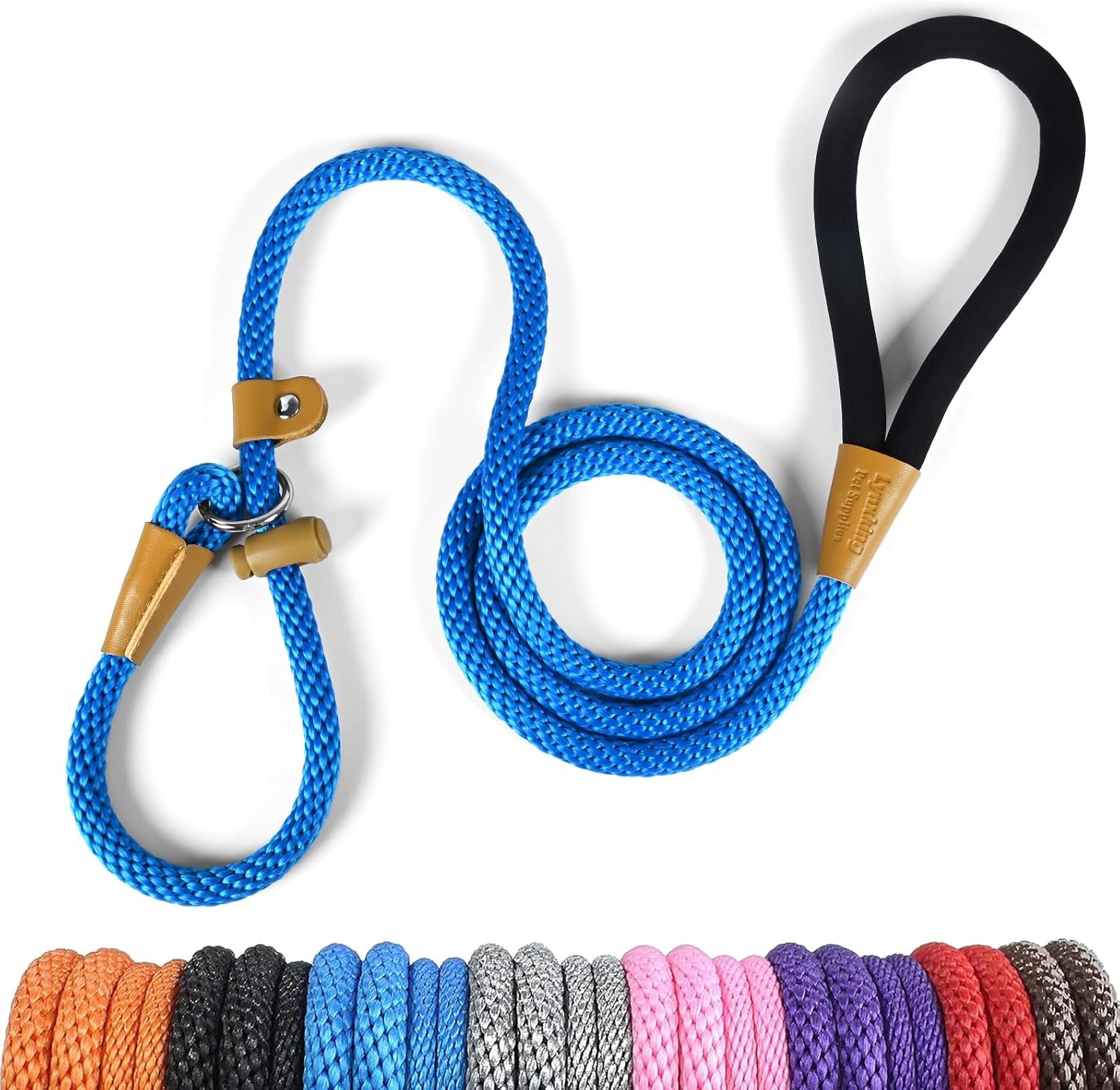 lynxking Dog Leash Slip Lead, Braided Padded Loop Leash 5ft 6ft 8ft lynxking Dog Leash Slip Lead, Braided Padded Loop Leash 5ft 6ft 8ft