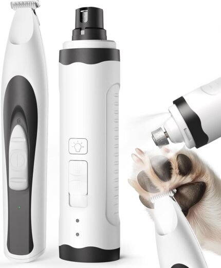oneisall 2 in 1 Dog Nail Grinder & Paw Trimmer Kit, 2 LED Lights