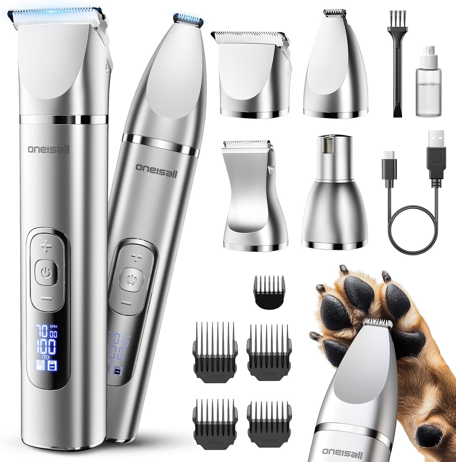 oneisall 4 in 1 Dog Grooming Kit with LCD Display oneisall 4 in 1 Dog Grooming Kit with LCD Display