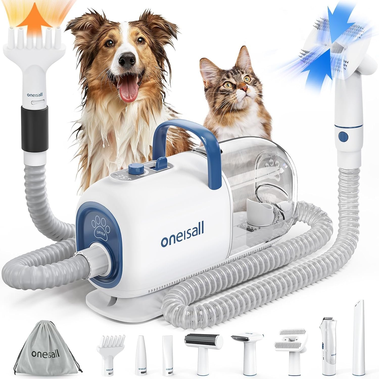 oneisall 8-in-1 Dog Grooming Vacuum & Dryer for Shedding/Drying/Trimming oneisall 8-in-1 Dog Grooming Vacuum & Dryer for Shedding/Drying/Trimming