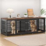 rehomerance 78″ Heavy Duty Double Dog Crate Furniture for Large/Medium Dogs