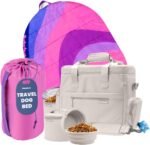rubyloo Original Doggy Bag (Beige) & Travel Dog Bed Medium (42”x30”) (Pink Horizon) – Pet Travel Bag & Portable Outdoor Bed Set