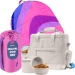 rubyloo Original Doggy Bag (Beige) & Travel Dog Bed Medium (42”x30”) (Pink Horizon) – Pet Travel Bag & Portable Outdoor Bed Set