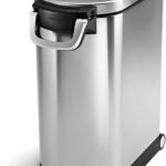 simplehuman Large Pet Food Storage Container, Holds 30-35 lb / 14-16 kg of Dry Dog Food, Cat Food, or Bird Seed, Airtight Lock-Tight Lid with Magnetic Scoop, BPA-Free, Brushed Stainless Steel